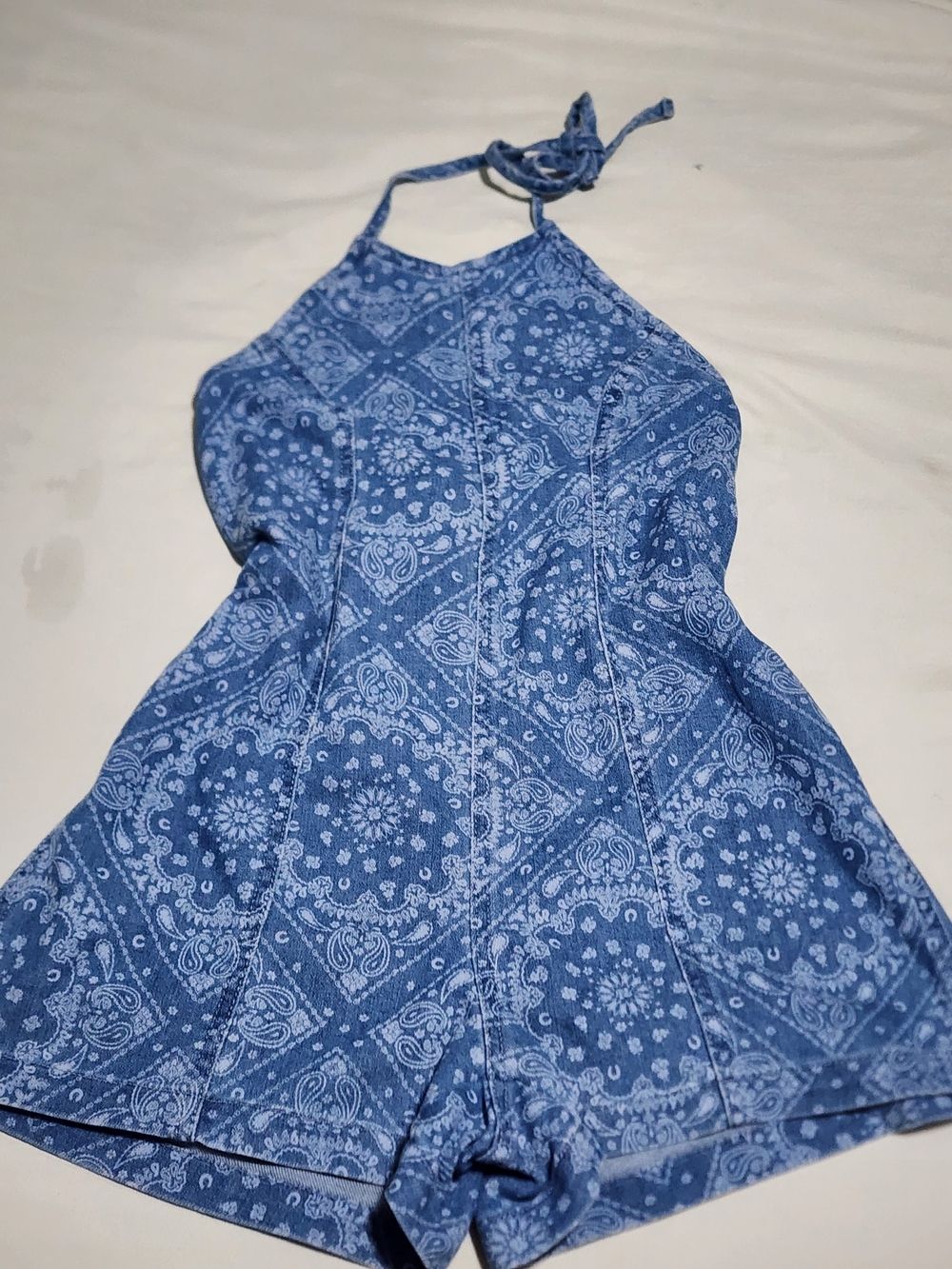 Vanilla Star Blue Paisley Halter Romper